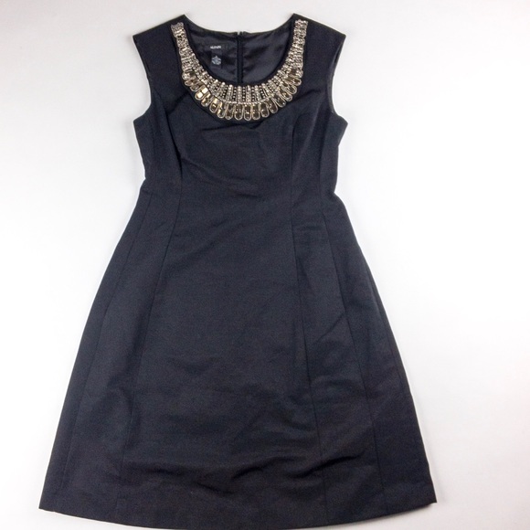 Alfani Dresses & Skirts - Sleeveless black dress neck embellished Aline sz2